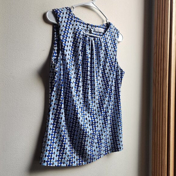 Calvin Klein Geometric Print Sleeveless Blouse Size Small - Picture 3 of 14